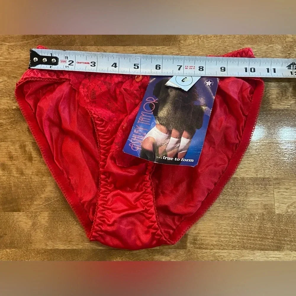 ASHLEY TAYLOR Vintage 80s 90s Red Lingerie Set Two Piece Size Medium 6 USA Made‎